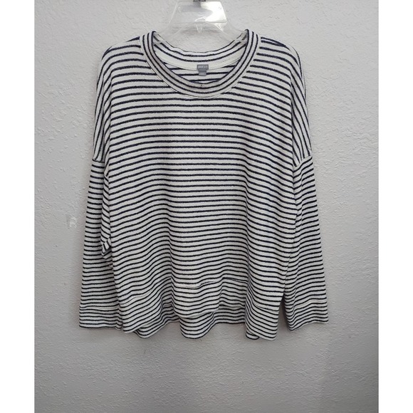 aerie Sweaters - Aerie Sweater Women XL Blue White Striped Boxy Long Sleeve Rounded Neck Oversize